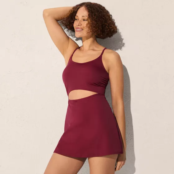 Women's Tugless Monokini Swim Dress Swimsuit - primary