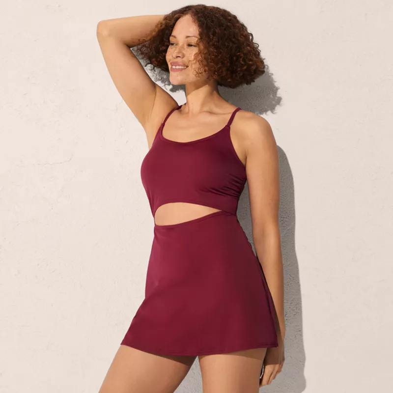 Women's Tugless Monokini Swim Dress Swimsuit, alternative image