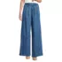 Women's High Rise Wide Leg Double Pleated Denim Trousers, Front