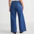 Women's High Rise Wide Leg Double Pleated Denim Trousers, Back