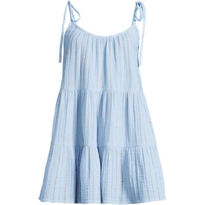Women's Cotton Gauze Metallic Tiered Mini Cover-up Dress - image 3