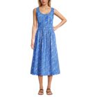 Women's Sleeveless Poplin Smocked Midi Dress