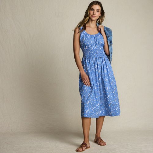 Women's Sleeveless Poplin Smocked Midi Dress