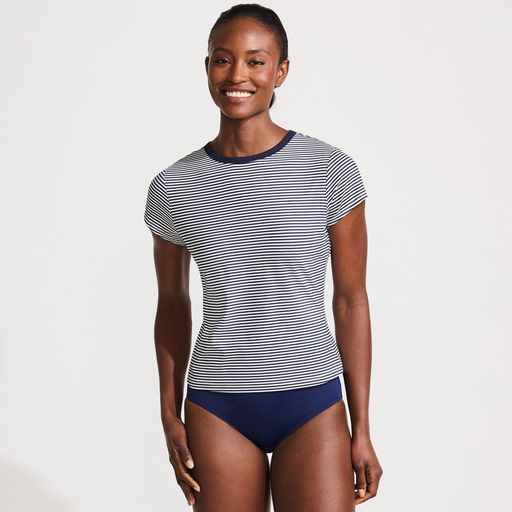 Womens Swim Shirt Lands' End Women's SunShade UPF 50 Cap Sleeve