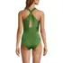 Women's Shine Ribbed Twist Back High Leg One Piece Swimsuit, Back