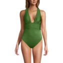 Women's Shine Ribbed Twist Back High Leg One Piece Swimsuit