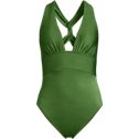 Women's Shine Ribbed Twist Back High Leg One Piece Swimsuit