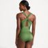 Women's Shine Ribbed Twist Back High Leg One Piece Swimsuit, Back