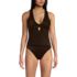 Women's Shine Ribbed Tankini Top and High Waisted Bottom Swimsuit Set, Front