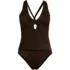 Women's Shine Ribbed Tankini Top and High Waisted Bottom Swimsuit Set, Front