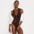 Women's Shine Ribbed Tankini Top and High Waisted Bottom Swimsuit Set, alternative image