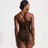 Women's Shine Ribbed Tankini Top and High Waisted Bottom Swimsuit Set, Back