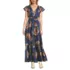 Women's Vneck Flutter Sleeve Maxi Dress, Front