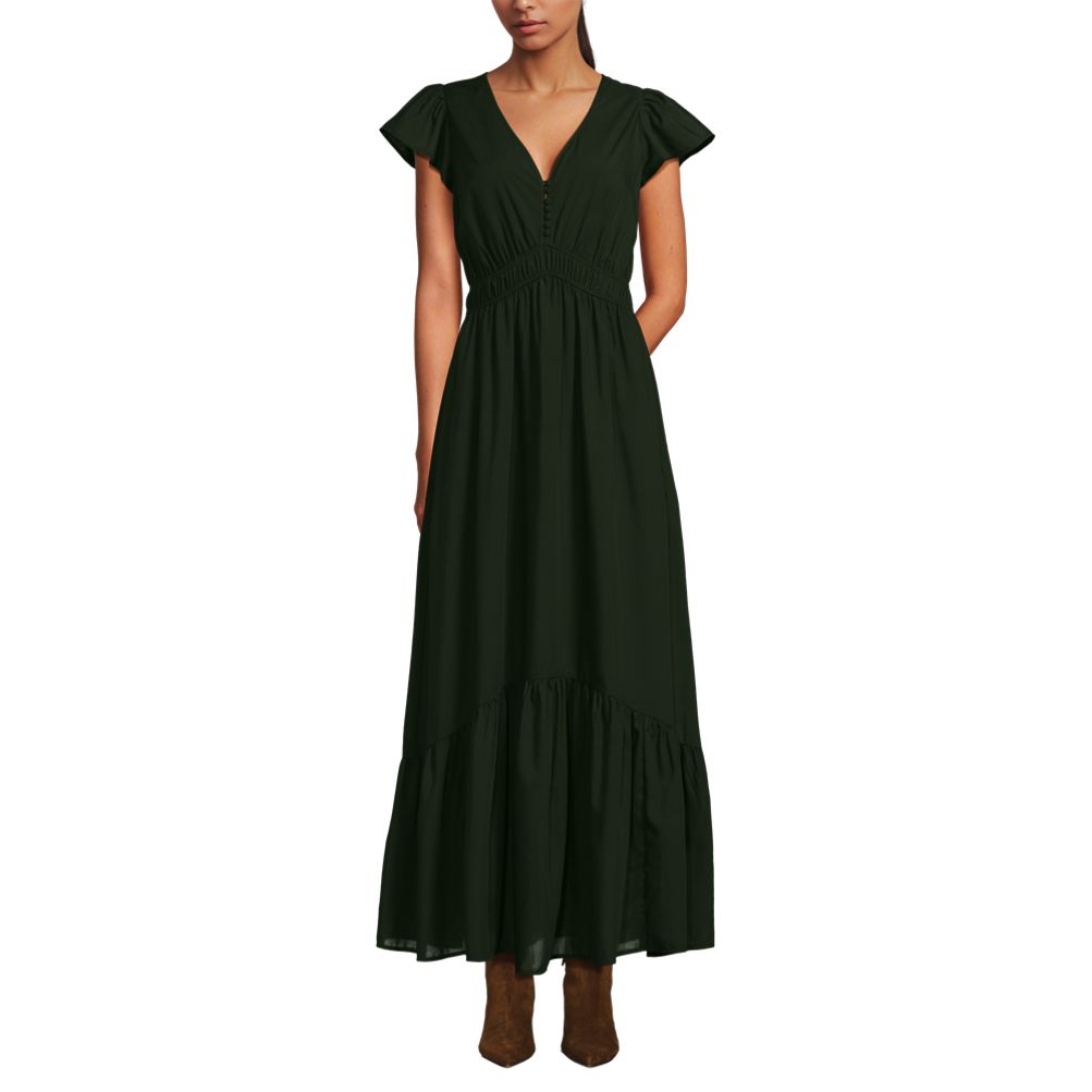 Women's Vneck Flutter Sleeve Maxi Dress | Lands' End
