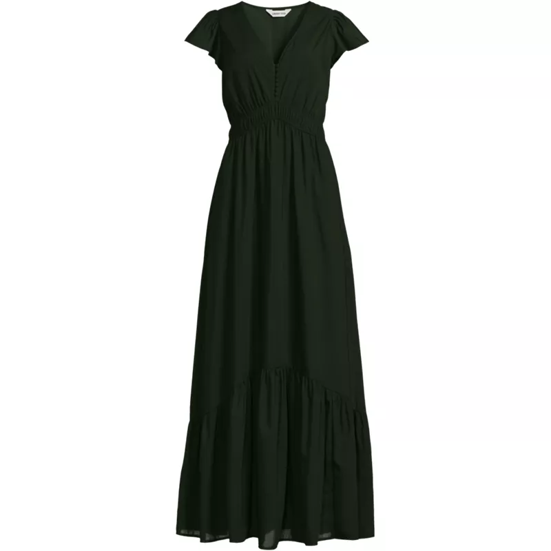Women's V-neck Flutter Sleeve Maxi Dress, Front