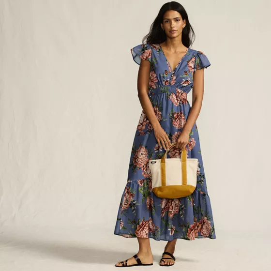 Women's V-neck Flutter Sleeve Maxi Dress - primary