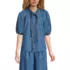 Women's Denim Puff Sleeve Tie Front Top, alternative image