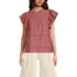 Women's Eyelet Ruffle Sleeve Popover Top, Front