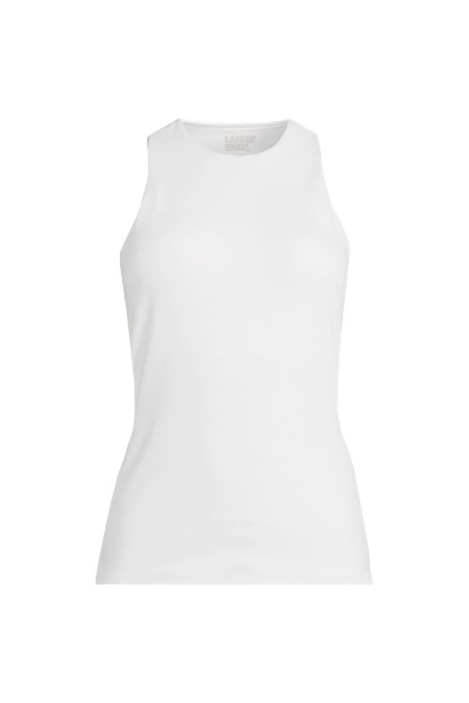 Women's Slender Crew Neck Tank Top - Lands' End - White - XS