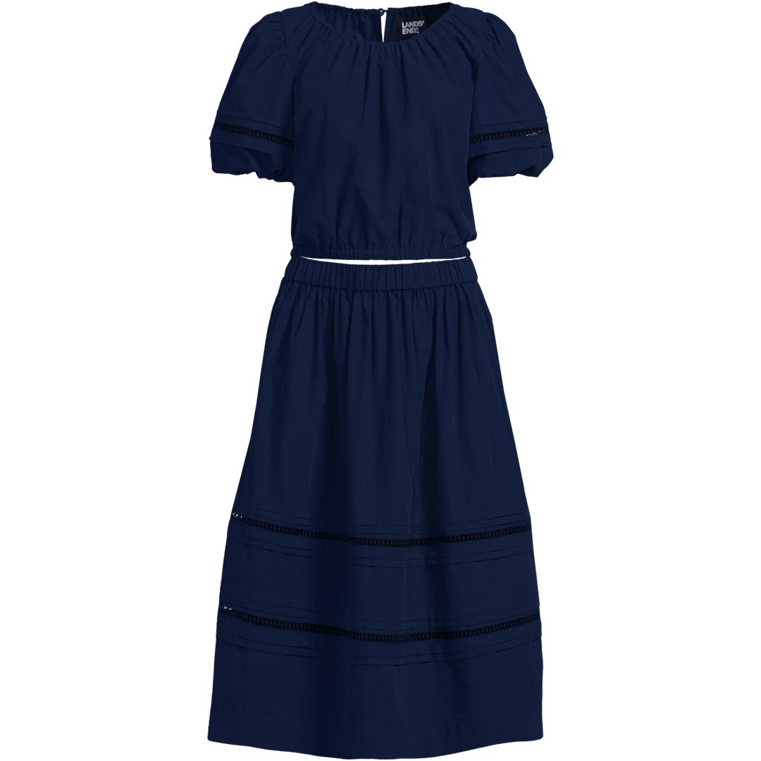 Women's Pintuck Puff Sleeve Skirt Set