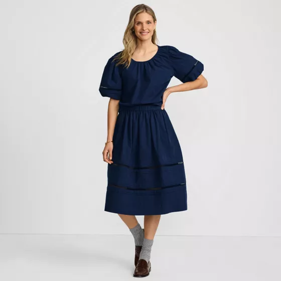 Women's Pintuck Puff Sleeve Skirt Set - primary