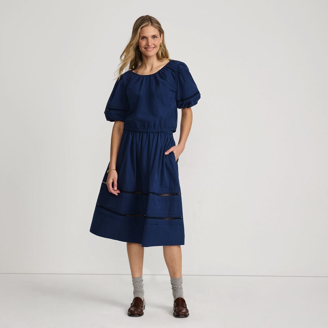 Women's Pintuck Puff Sleeve Skirt Set