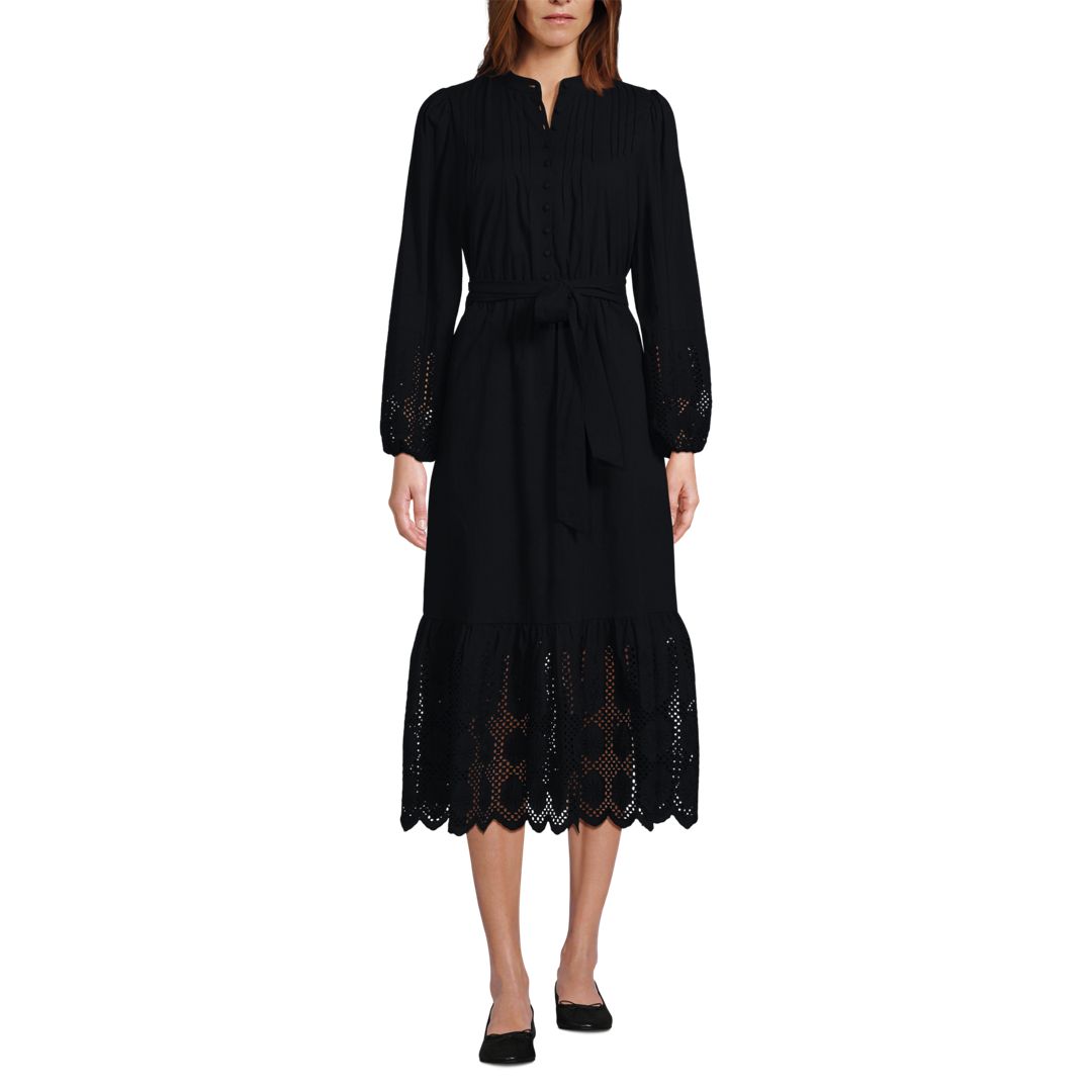 Women's Eyelet Hem Midi Dress