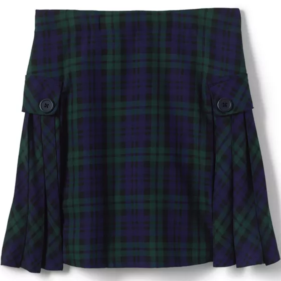 Girls Above the Knee Plaid Side Pleat Skort - primary