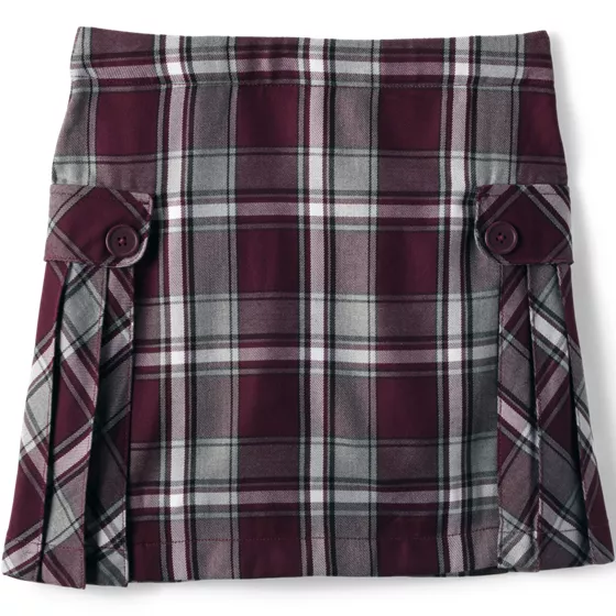Girls Above the Knee Plaid Side Pleat Skort - primary