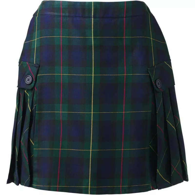 Women's Above the Knee Plaid Side Pleat Skort, Front