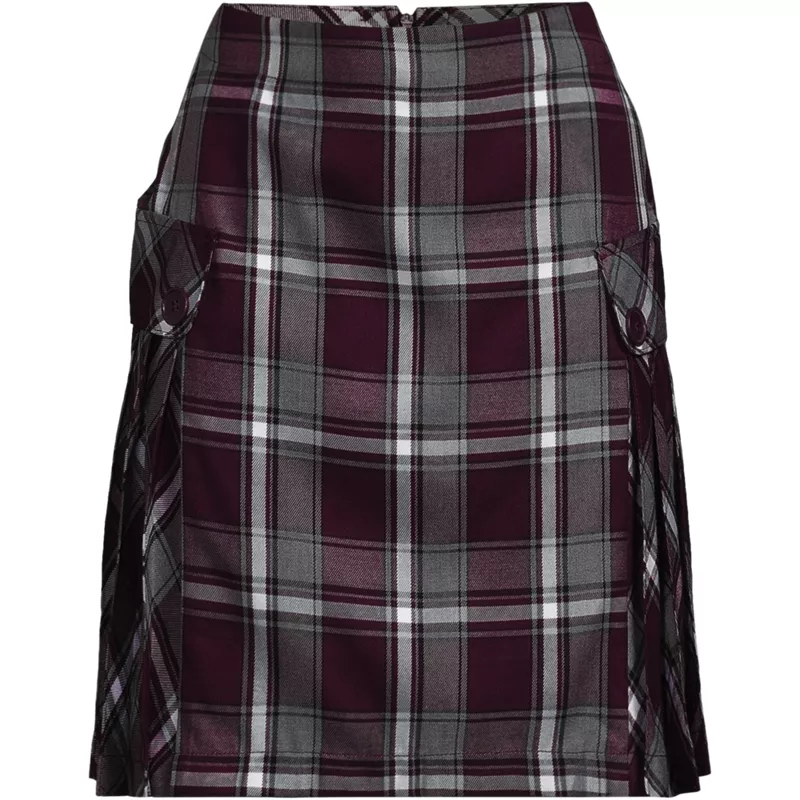 Women's Above the Knee Plaid Side Pleat Skort, Front
