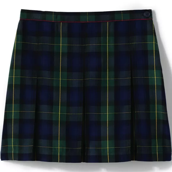 Girls Top of the Knee Plaid Box Pleat Skirt - primary
