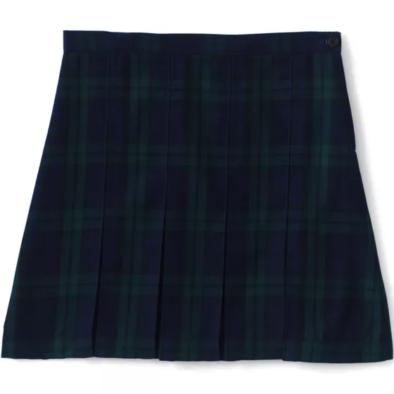 Girls Top of the Knee Plaid Box Pleat Skirt - primary