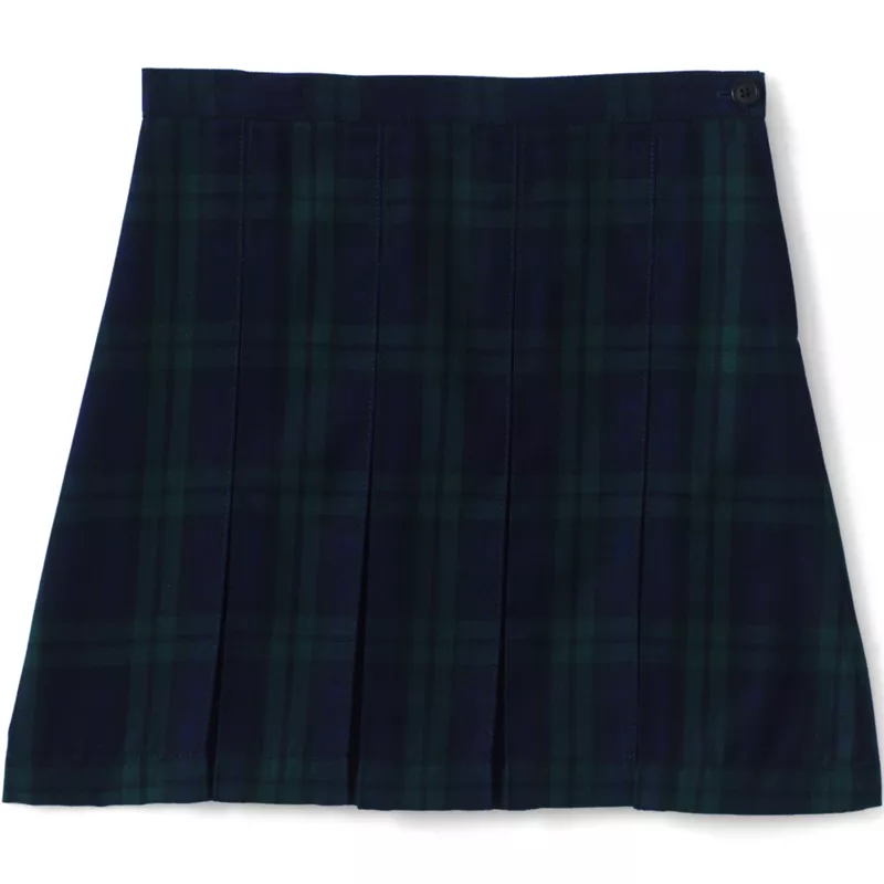 Girls Top of the Knee Plaid Box Pleat Skirt , Front