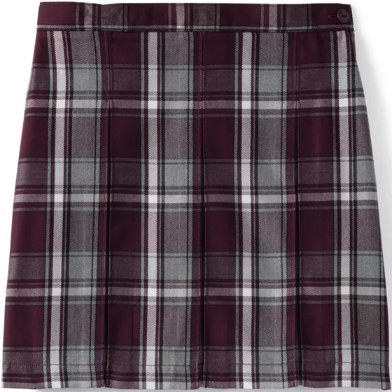 Girls Top of the Knee Plaid Box Pleat Skirt - primary