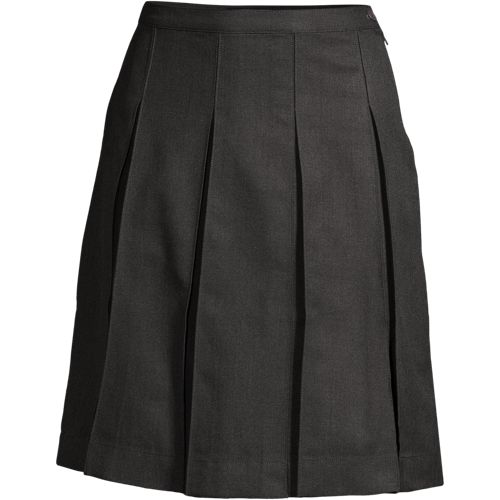 Women's Top of Knee Solid Box Pleat Skirt