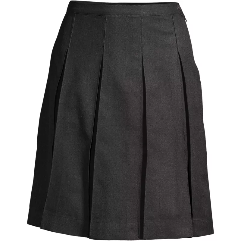 Women's Top of Knee Solid Box Pleat Skirt, Front