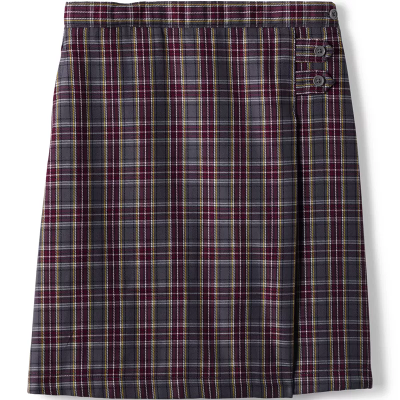 Girls Plaid A-line Skirt Below The Knee , Front