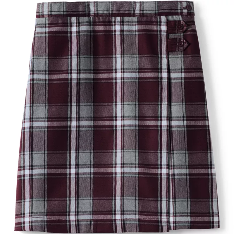 Girls Plaid A-line Skirt Below The Knee , Front