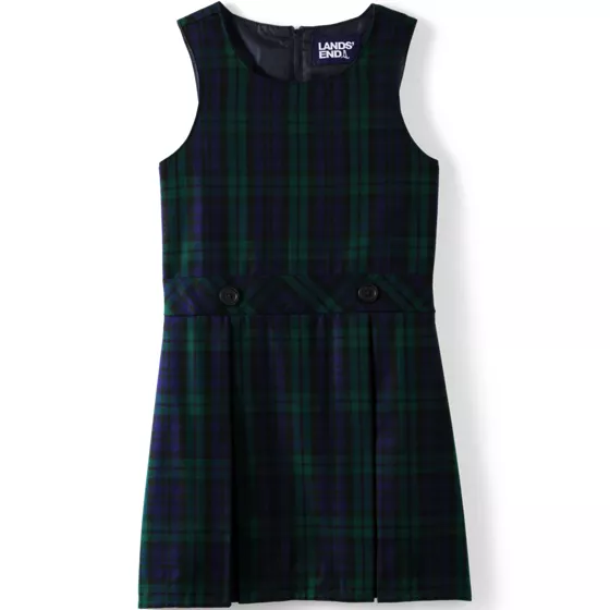 Girls Top of Knee Plaid Jumper - primary