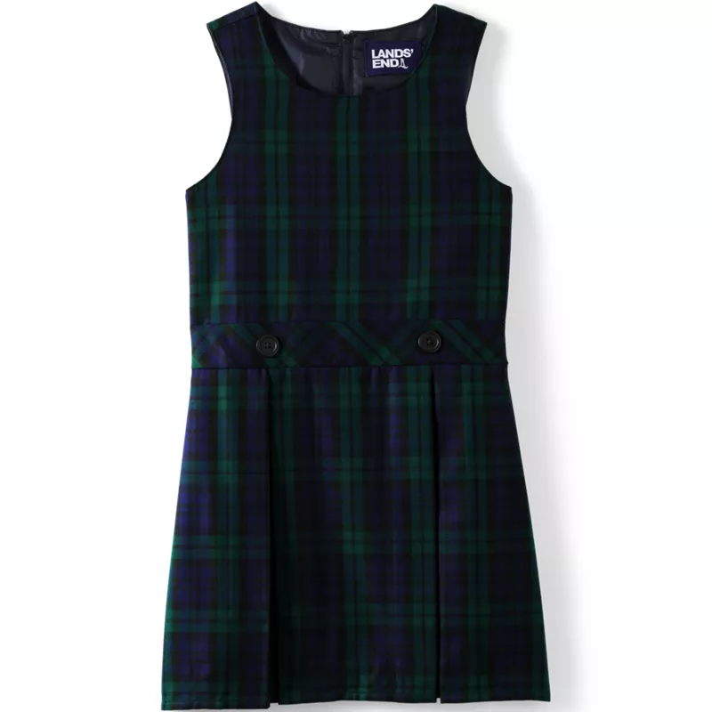 Girls Top of Knee Plaid Jumper, Front