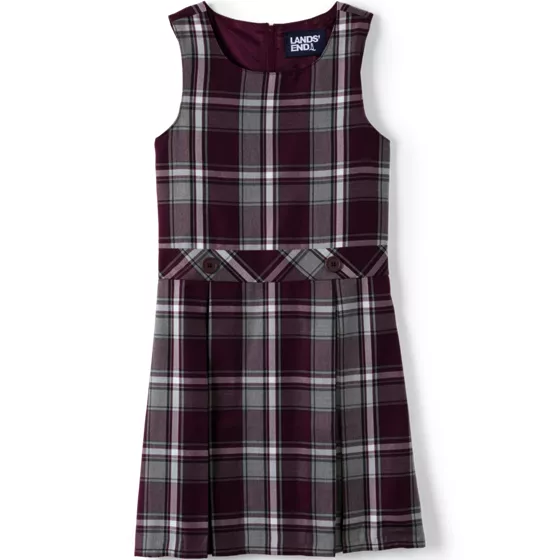 Girls Top of Knee Plaid Jumper - primary