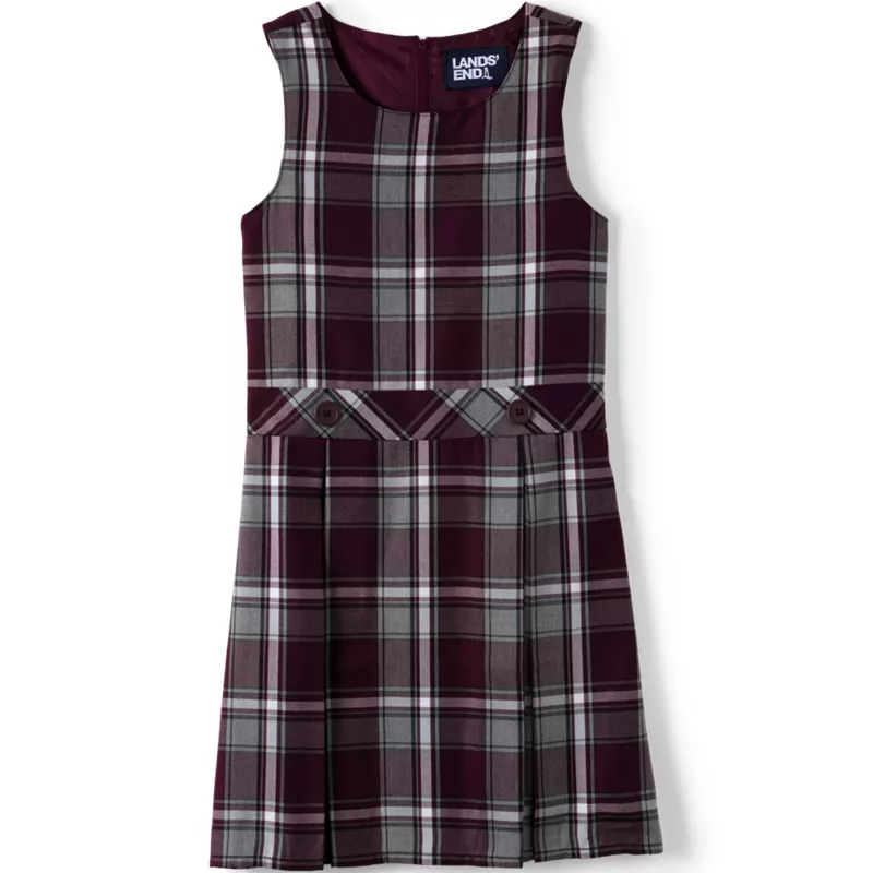 Girls Top of Knee Plaid Jumper, Front