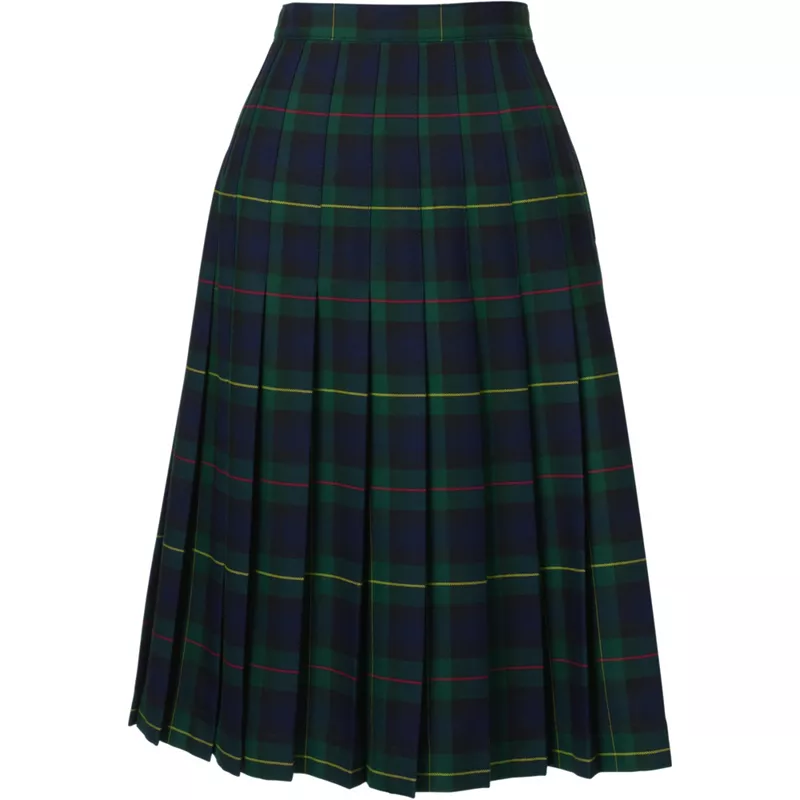 Women's Below The Knee Plaid Pleated Skirt, Front