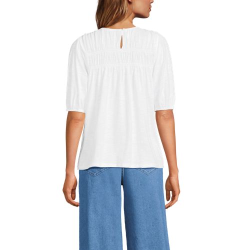 Women's Smocked Crew Puff Sleeve Top - image 3