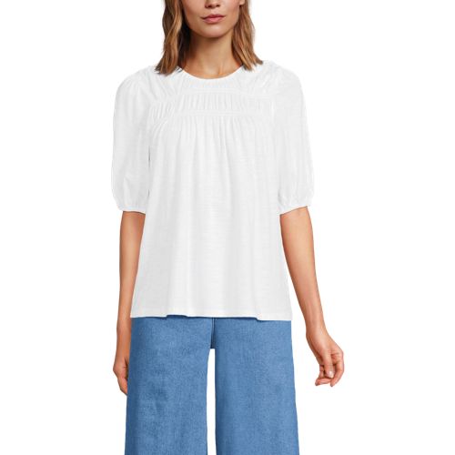 Women's Smocked Crew Puff Sleeve Top - image 2