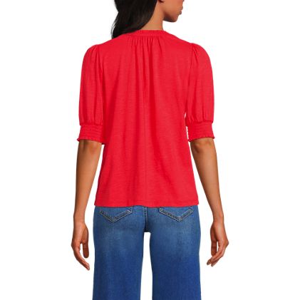 Women's Button Pintuck Puff Sleeve Top - image 2