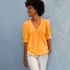 Women's Button Pintuck Puff Sleeve Top, alternative image