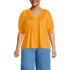 Women's Plus Size Button Pintuck Puff Sleeve Top, Front