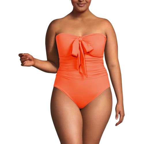  Lands' End Wandelbarer Bandeau-badeanzug Slender, Hoher Beinausschnitt, Damen, Größe:48 Plus, Orange, Elasthan/nylon-mischung, By Lands' End 